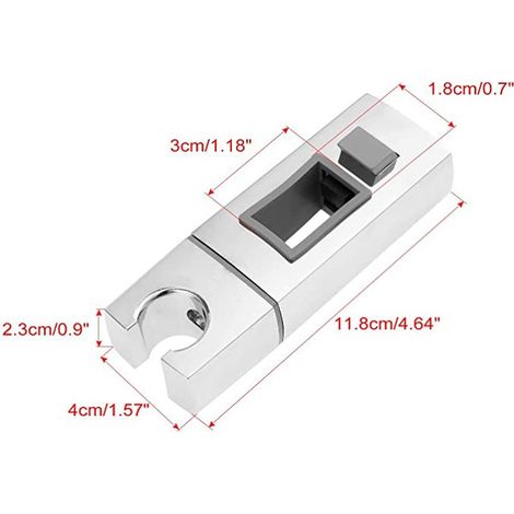 Support coulissant pour pommeau de douche sur rail - 30 x 18 mm - Rectangulaire, support de douchette carré remplaçable, support de pommeau de douche chromé en ABS pour salle de bain (1/3)