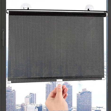 Store enrouleur occultant 50x125 cm – Sans perçage – Ventouses – Isolation thermique – Noir – Pour voiture et lucarnes (1/5)