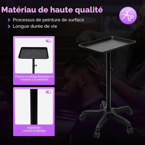 Plateau de salon à roulettes, chariot de beauté, chariot de coiffure, chariot de coiffure, chariot de salon, chariot de travail, chariot de beauté, plateau de beauté réglable (1/5)