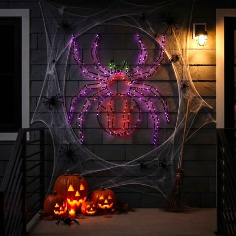 Light Up Twinkling Spider Halloween Wall Decor (1/2)