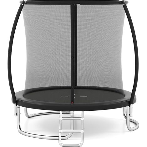GOPLUS Φ244/305/366 CM Trampoline Exterieur Enfant, Trampoline Fitness avec Filet Sécurité, Échelle, Structure Galvanisée, Aire de Jeux pour Enfants et Adultes (Noir,Φ244x240CM) (1/2)