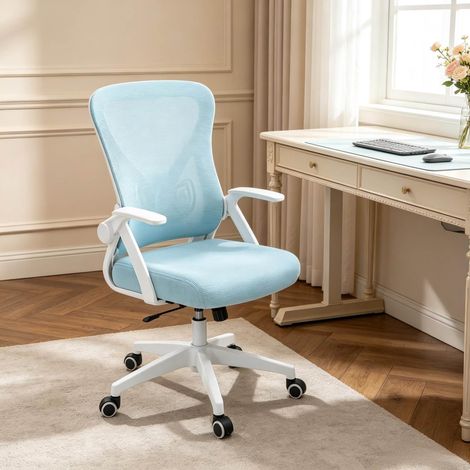 Ergonomischer drehbarer Bürostuhl, verstellbare Rückenlehne, klappbare Armlehnen, blau HAVRYA (1/5)
