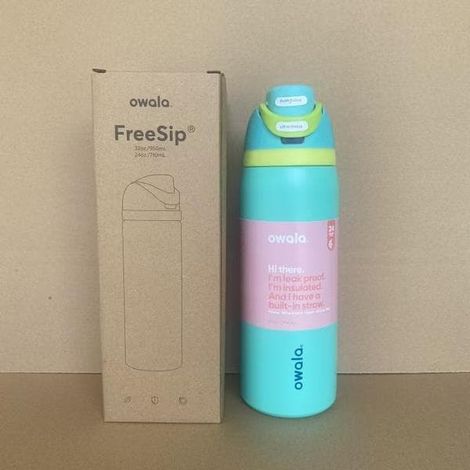 Bouteille d'eau isotherme Owala FreeSip en acier inoxydable avec paille, idéale pour le sport, les voyages et l'école, sans BPA, 7 (1/4)