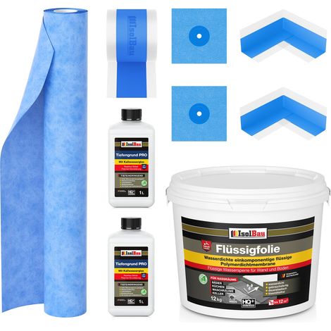 Dichtset Flüssigfolie 12 kg Tiefengrund Dichtband Dichtfolie Innenecke Dichtbahn (1/5)