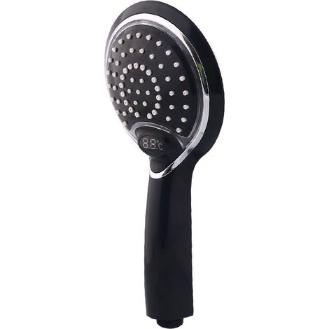 BEBUSINGOTO Cabezal de ducha, cabezal de ducha de mano LED de 3 colores, pantalla digital de temperatura, cabezal de ducha para baño, gel de baño (1/4)