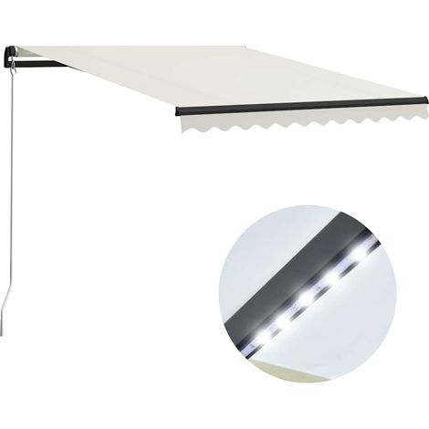 Toldo retráctil manual con LED crema 300x250 cm vidaXL (1/5)