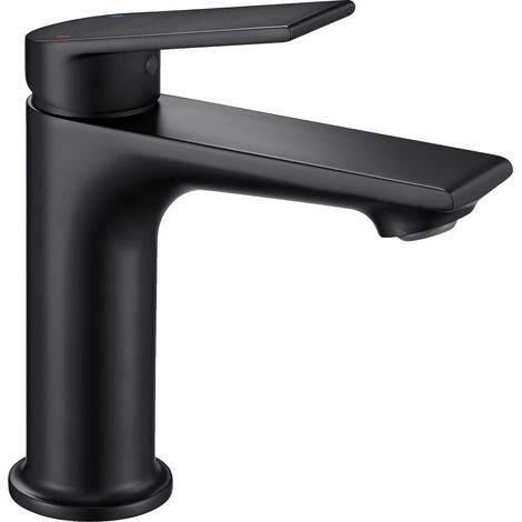 Grifo de lavabo, de sobremesa, diseño contemporáneo, negro, acero inoxidable, G3/8 (1/5)