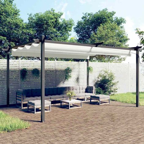 vidaXL Cenador de jardín con techo retráctil color crema 4x3 m (1/5)