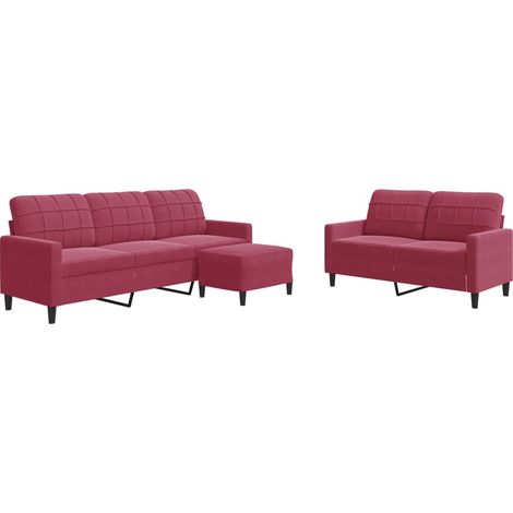 Maison Exclusive - Set di Divani 3 pz con Cuscini Rosso Vino in Velluto