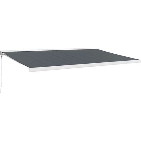 Store banne rétractable gris anthracite, 5 x 3 mètres, en tissu et aluminium (1/5)