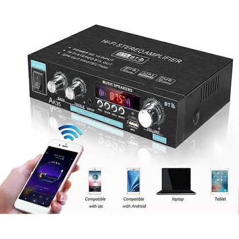 AK35 Bluetooth HiFi Stereo-Audio-Leistungsverstärker mit USB-, TF- und AUX-Eingang, inklusive Fernbedienung für einfache Bedienung (1/4)
