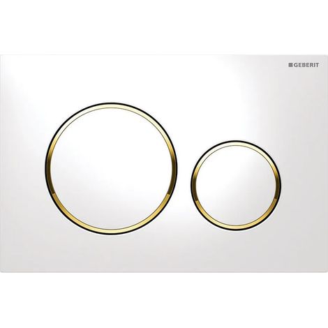 Placca di comando Geberit Sigma20 bianco lucido e inserti oro (1/2)