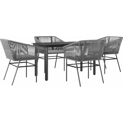 Maison Exclusive - Juego comedor jardín 5 pzas cojines ratán sint (1/5)