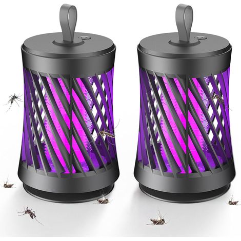 Insecticide électrique, piège à moustiques rechargeable USB, lampe UV anti-moustiques, attrape-mouches, piège à insectes, veilleuse intérieure et extérieure (grise)