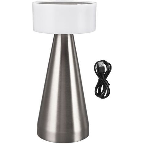 Lámpara de mesa LED portátil, 3 temperaturas de color, brillo ajustable, batería recargable de 1800 mAh, color plata. (1/5)