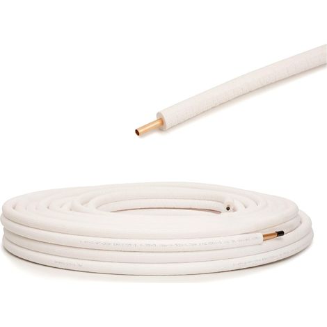 Tubo Rame Isolato Impianto Climatizzazione,  Sistemi Raffreddamento, 1/4'', Diametro 6, Bianco, 1 Metro