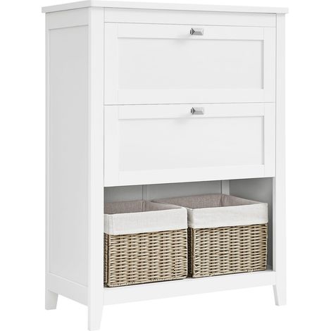 VASAGLE Mobile da Bagno, Mobiletto da Bagno, 2 Cassetti con 1 Set di Divisori Regolabili, 2 Cestini, Credenza, 30 x 60 x 80 cm, Bianco Nuvola BBC545W02 (1/5)