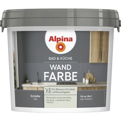 Alpina Wandfarbe für Küche & Badezimmer Schiefer 2,5 L
