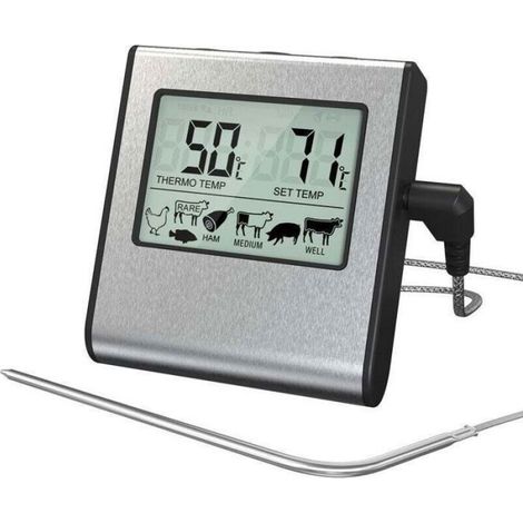 Thermometre De Cuisson - Sonde Numerique LCD - Four Barbecue Fumoir - Plage 0 A 300 C - Precision ±1 C - 1 Unite (1/4)