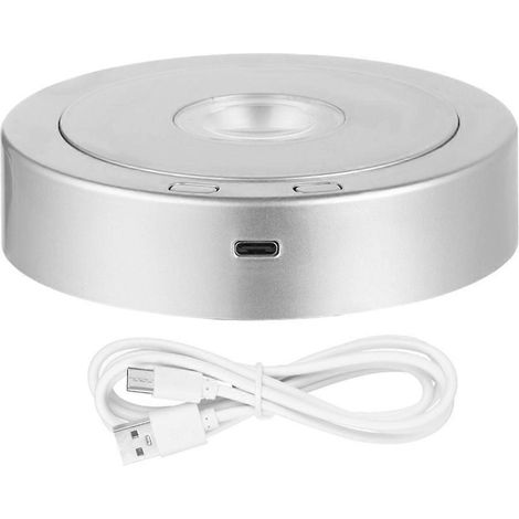 Socle lumineux rotatif à LED pour cristaux (argenté) (1/5)