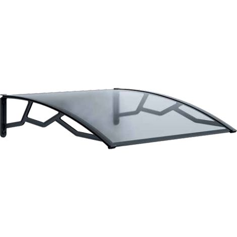 Marquesina alveolar de policarbonato transparente de 6 mm con soportes gris oscuro, 100 x 120 cm