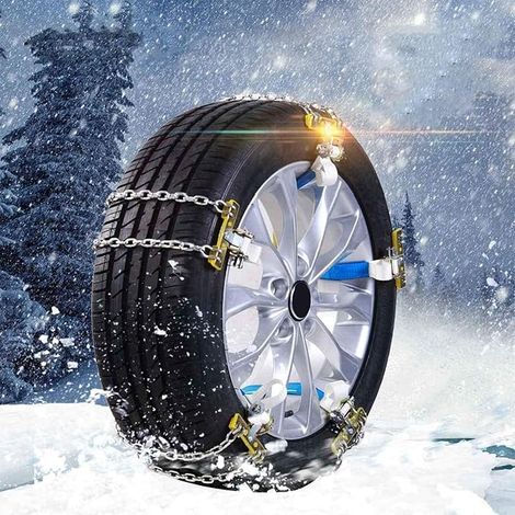 Adjustable Snow Chains, 10 Pieces Anti-Skid Snow Emergency Traction Car Winter Snow Tire Chains, Size M 205-225 mm (1/5)