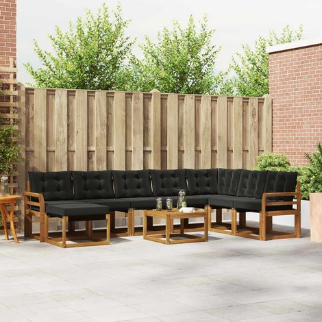 vidaXL Outdoor-Sofagarnitur 9 Stk. Natürlich und Schwarz (1/5)