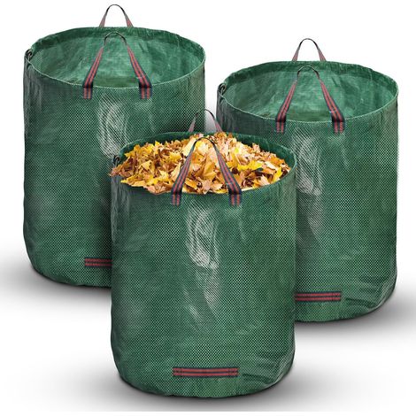 Sacs à ordures verts, sacs à déchets de jardin, lot de 3 sacs de jardin 272L, sacs de jardin robustes et solides pour les déchets de jardin (1/5)