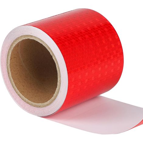 Ruban réfléchissant adhésif Bande reflechissante hazard Bande d'avertissement de sécurité visible Ruban de signalisation pour véhicules, voitures, remorques, extérieur (10cm x 10m, Rouge ) (1/5)