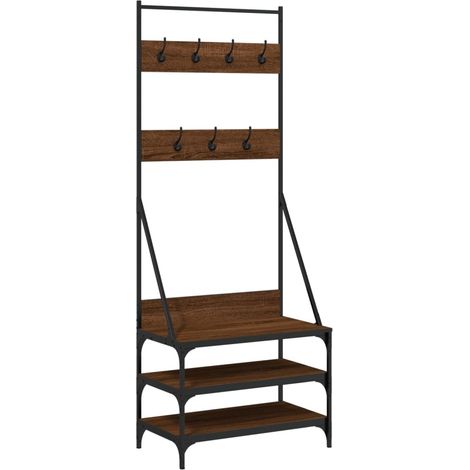 Maison Exclusive - Appendiabiti con Porta Scarpe Rovere Marrone 70x40x184 cm (1/5)