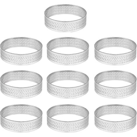 10 cercles à tarte ronds sans soudure et perforés en acier inoxydable de 5 cm de diamètre