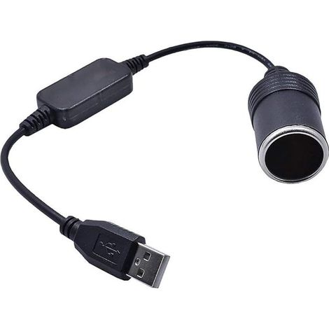 Adaptador USB A macho de 5 V a hembra de 12 V para toma de mechero, compatible con cámaras de salpicadero y GPS (menos de 8 W), 35 cm. (1/5)