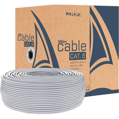 Bobina de Cable RJ45 UTP Phasak PHR 6301 Cat.6/ 305m/ Gris (1/4)