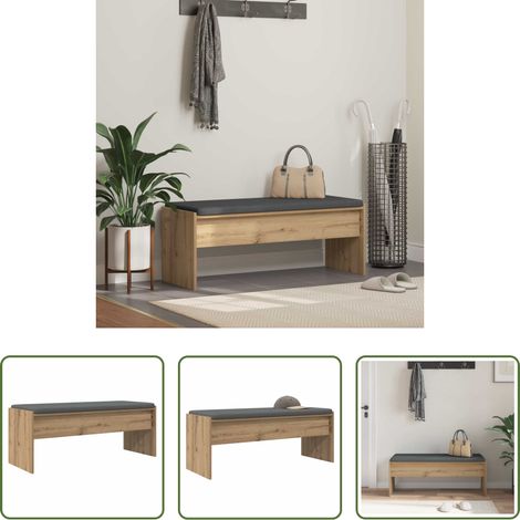 vidaXL Sitzbank - Flurbank mit Kissen Artisan-Eiche 103 x 38 x 40 cm (1/5)