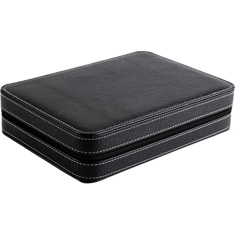 Boîte de rangement portable à 8 compartiments pour montres, avec fermeture éclair, idéale pour les voyages et les collectionneurs (noir) (1/5)