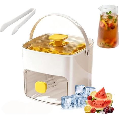 Juego bandeja cubitos hielo recipiente recolector 48 cubitos, Máquina hielo silicona doble nivel 2 1, Molde fácil desmolde, 16 x 14,5 x 15,5 cm (1/5)