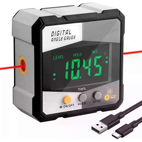 Laser-Digitalwinkelmesser, Neigungsmesser, Laser-Wasserwaage, Lineal, USB-aufladbarer Neigungsmesser, Magnetfuß, Goniometer, Magnet-Neigungswerkzeuge