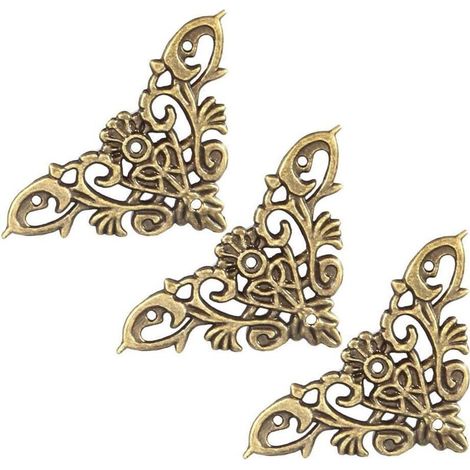 SABIR Coin décoratif, 12 PCS Protection pour Meubles Style Antique en Forme de Creux pour Bijoux Scrapbook Album Protecteur Boîte en Bois Coin Décor Quincaillerie Accessoire(Large) (1/5)