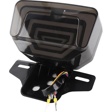 Feu arrière moto LED pour Honda TMX125/155 CG125 avec clignotants intégrés et fonction freinage stroboscopique dynamique ABS noir (1/5)