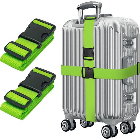 Sangles de Bagage Réglables avec Boucle Ceinture Elastique Valise Croisée Voyage Lanière pour Valise Attache pour Fermeture Sécurisée 2 Pièces