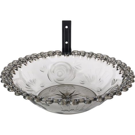 Wandmontierter Vogelfutter- und Wasserspender, robust und einfach zu montieren. Multifunktionale Schale für Balkon und Garten, Grau. (1/5)