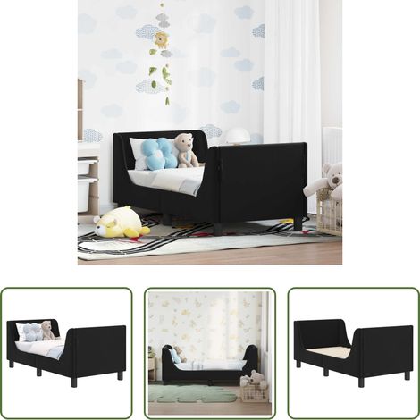 vidaXL Kopfteil - Kinderbettgestell mit Kopfteil Schwarz 70 x 140 cm Samt (1/5)