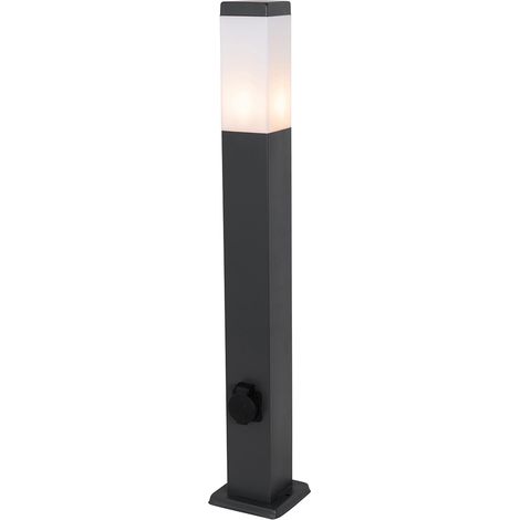 QAZQA Moderno Lámpara de exterior gris oscuro 80 cm con casquillo IP44 - Malios Acero /Plástico Alargada Adecuado para LED Max. 1 x 60 Watt
