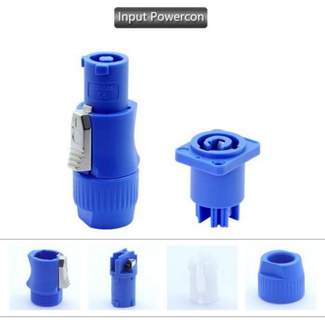 Connecteur Powercon Mâle - 3 Broches - 20 A 250 V - Pour Éclairage Scénique et Écrans LED - Bleu - Lot de 15 (1/5)