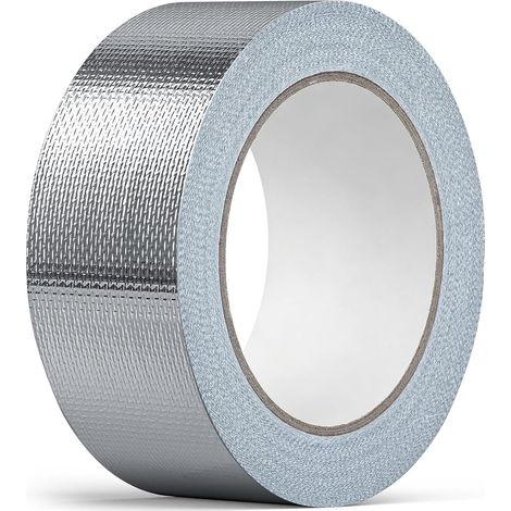 50 mm x 20 m Ruban Adhésif Aluminium Renforcé par Fibre de Verre Bande Auto Adhésive en Aluminium Isolation Ignifuge Barrière Contre Vapeur Bande Adhesive Pour Tuyauteries Haute Temperature (1/5)