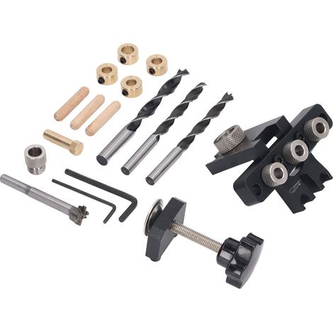 3-in-1-Taschenlochbohrlehren-Set aus Aluminiumlegierung, Holzbohrhilfe mit Runddübeln, Holzbearbeitungswerkzeug (1/5)