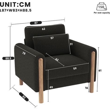 Modulares Sofa aus Stoff in Grau 87 x 83 x 88.5 cm HOMAIRE (1/5)