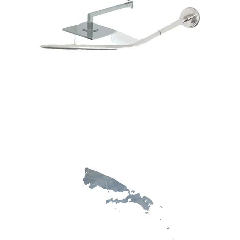 Barra para cortina de ducha de pared, fabricada en acero inoxidable resistente, color plata. (1/5)