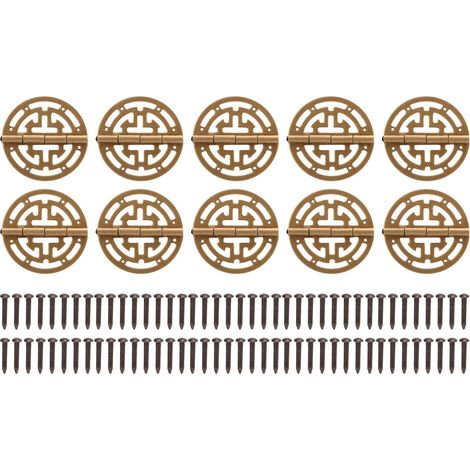 Lot de 10 charnières rondes en laiton bronze, style antique, résistantes à la corrosion, pour boîtes à bijoux, coffrets cadeaux et boîtes à vin. (1/5)