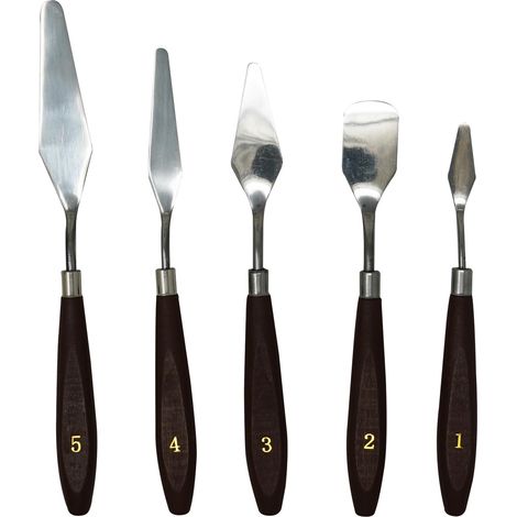 Dapetz® Palette Knives Set 5 pcs Stainless Steel.Spatula/Scraper. Art Supply, Accessories for Oil and Acrylic Painting, Colour Mixing for Pouring Art, Pre-Mixing for Watercolours (1/5)